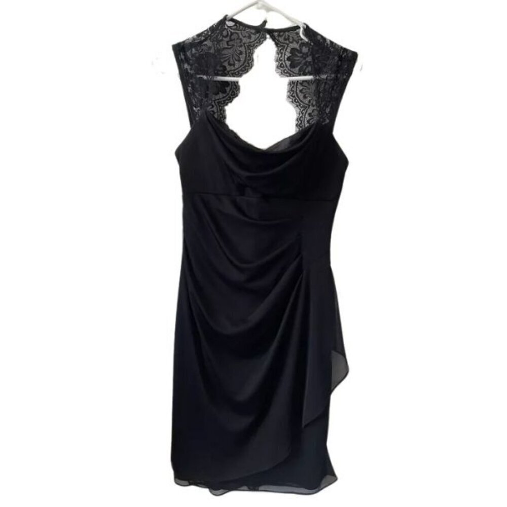 Scarlett Dress Women's Size 4 Lace Shoulder Halter Sheath Wrap Layer